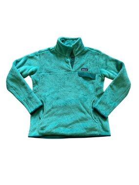 Patagonia Women XL Re-Tool Snap T Fleece Pullover Auqa Blue Colorway - Read